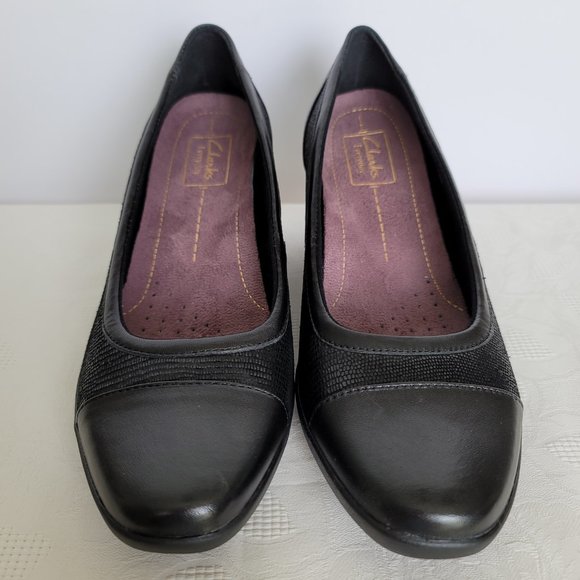 CLARKS Artisan Neala Moon Slip-On Wedge Pumps- Black color- Women's Size 9M - Picture 5 of 12